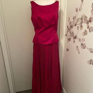 WToo by Watters vintage wine colored two-piece pleated skirt set, 10